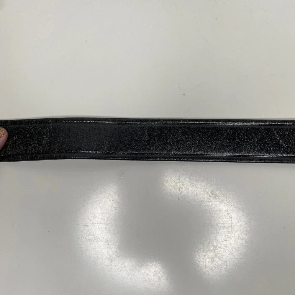 Don Hume Men's Black Leather‎ Belt Brass Buckle Size 38 B109